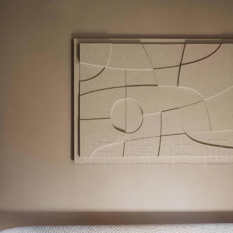 轻奢客厅3d立体抽象实物画简约玄关沙发侘寂风装饰画设计师挂画图片