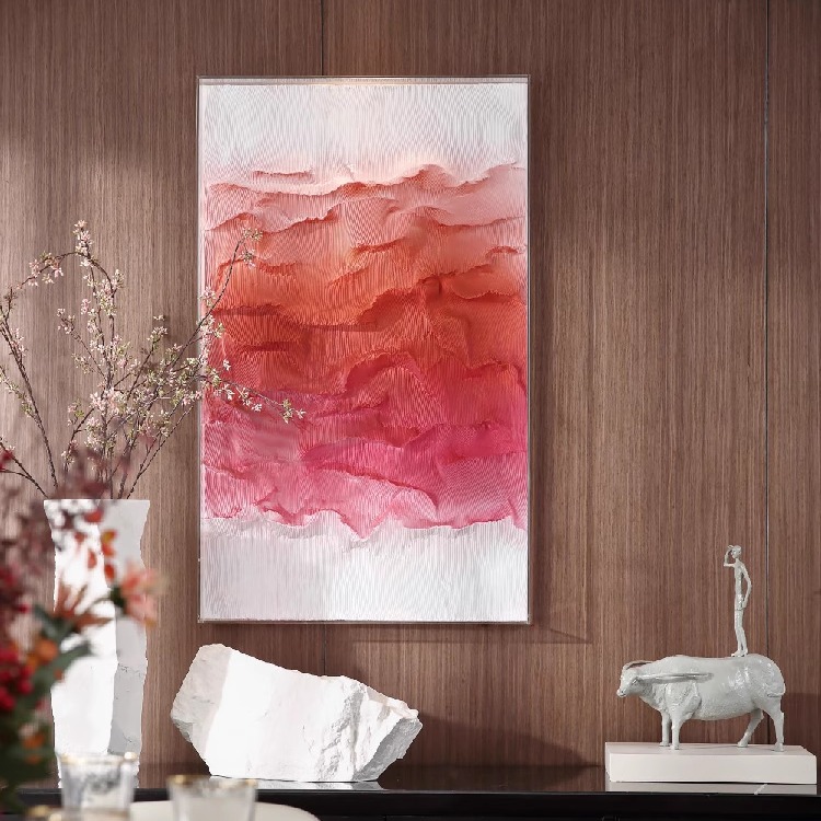 柠檬油画现代轻奢客厅布艺立体抽象装饰画简约玄关壁画沙发挂画图片