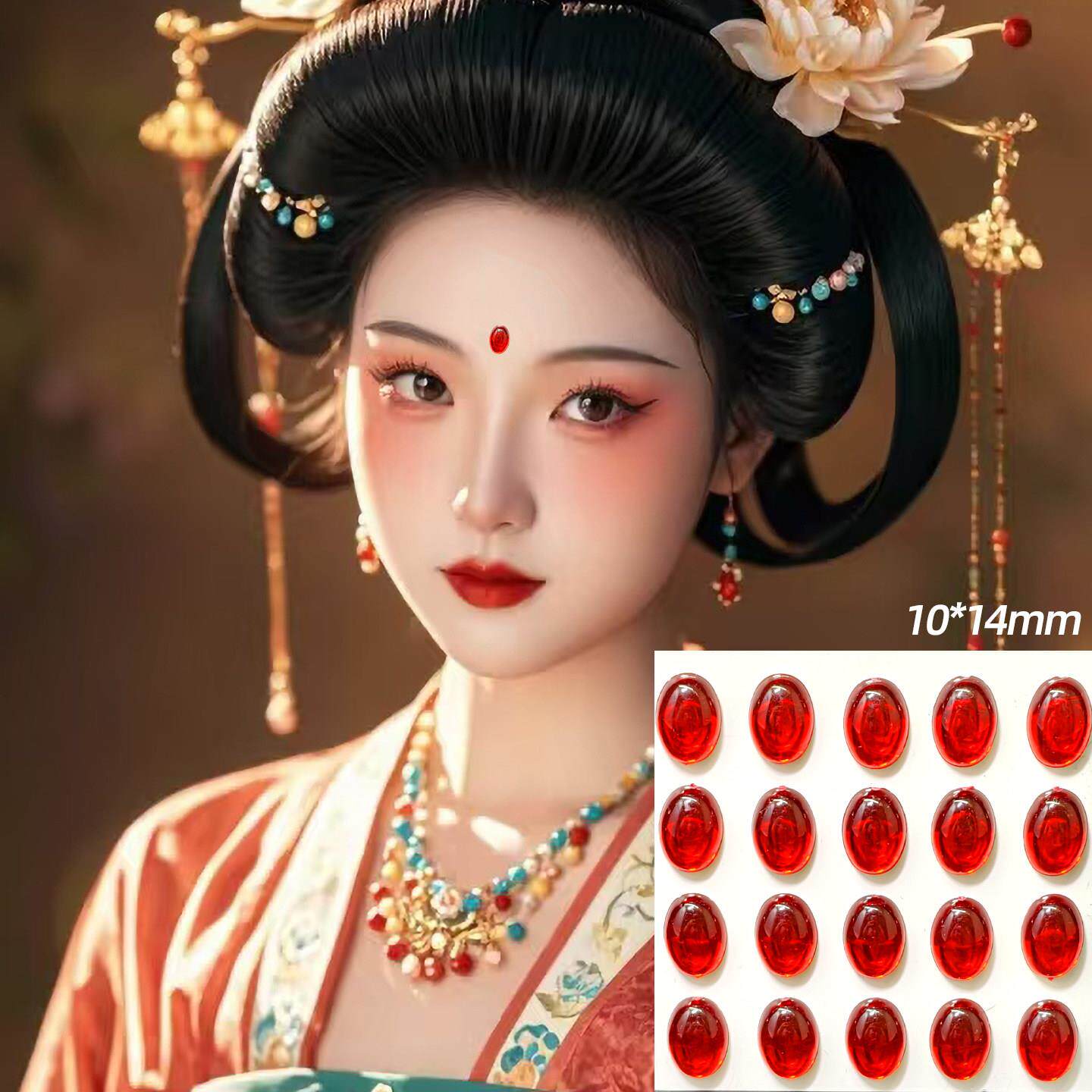 儿童节舞台表演额红眉贴纸钻石汉代古风额脸水钻免胶