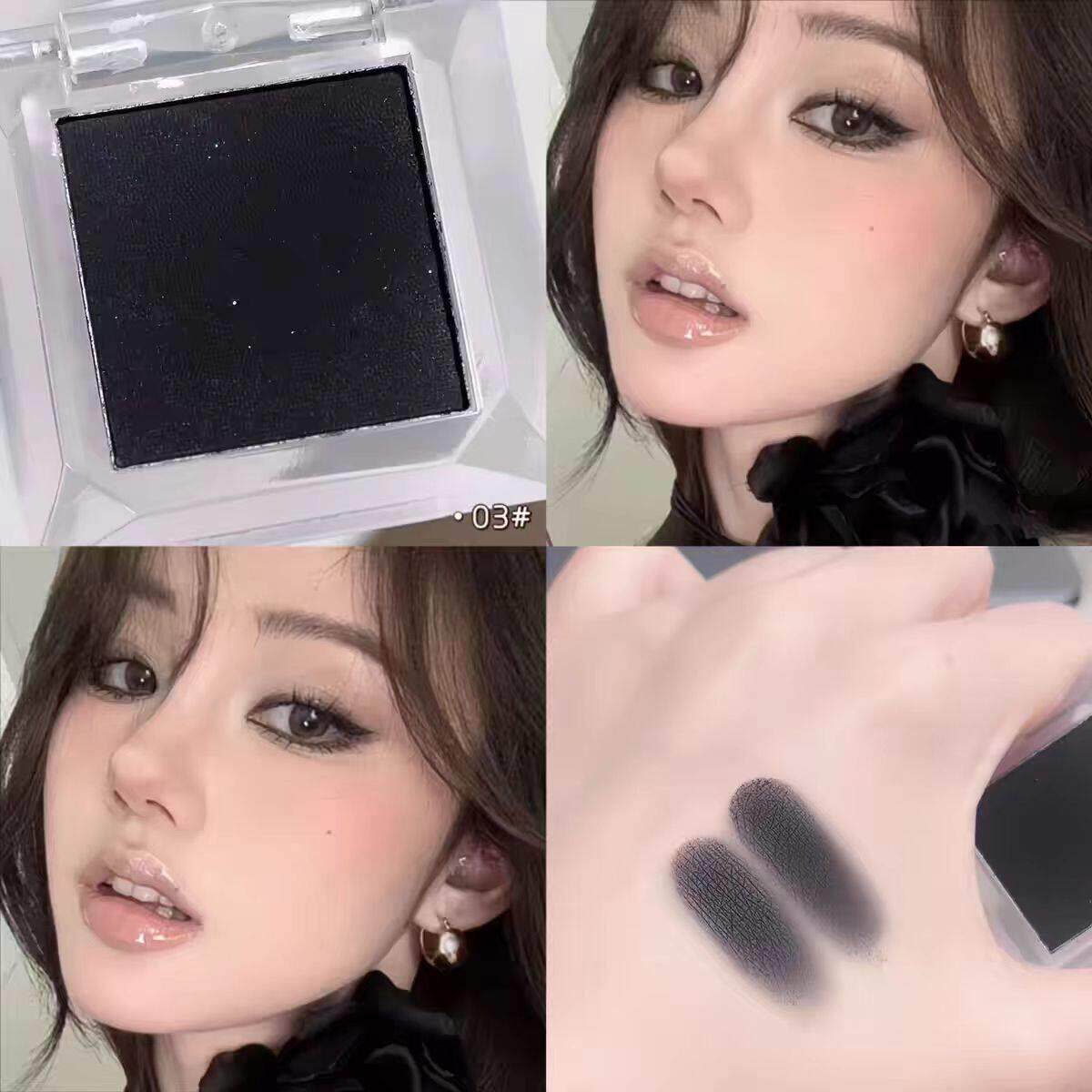 干用眉粉湿用眼线 纯黑单色眼影哑光黑晕染断截式眼线下至港风妆