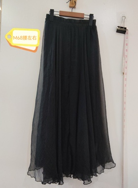 黑色A裙薄款橡皮筋拼接半身裙 咨询库存下单 68腰