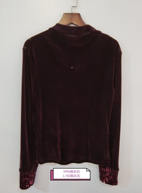 暗红色丝绒长袖休闲上衣 咨询库存下单 只有M96胸