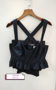 灰黑色休闲吊带衬衫上衣 咨询库存下单 86胸