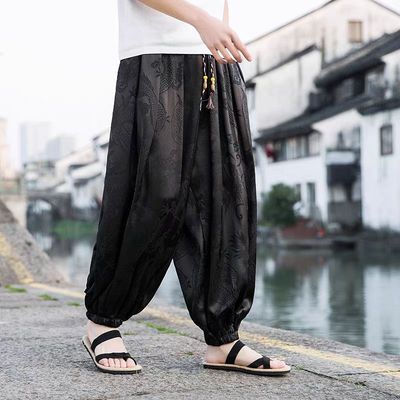 九分裤男夏季薄款中国风灯笼裤子青年加肥加大码阔腿宽松休闲裤潮