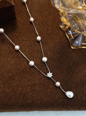 韩系超仙满天星珍珠项链独特温柔气质秋冬轻奢高级感毛简约毛衣链