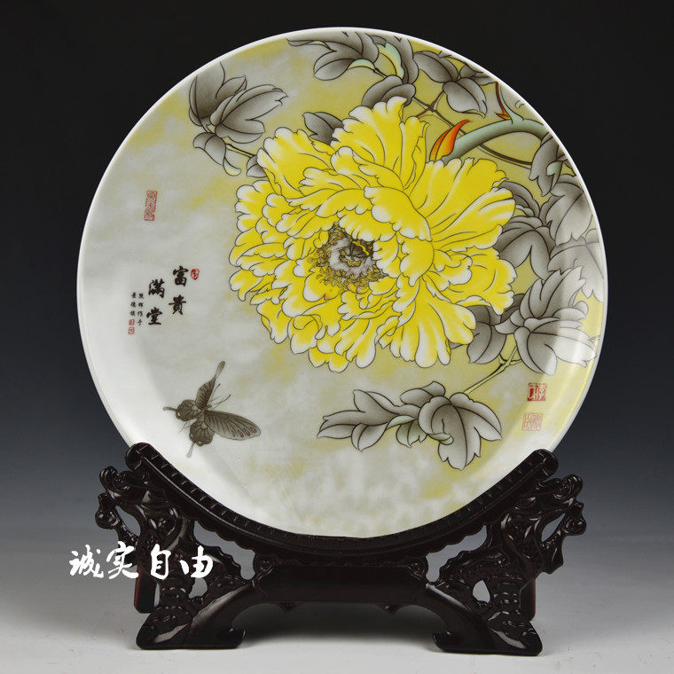 JINGDEZHEN 도자기 만리장성 장식 접시 홈 오피스 거실 장식품 그림에 사용자 정의 공예품