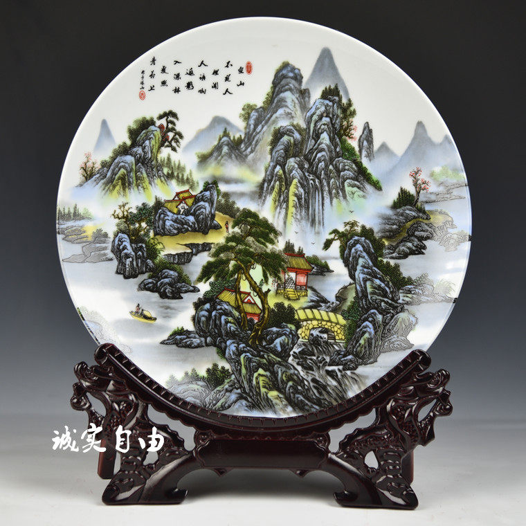 JINGDEZHEN 도자기 만리장성 장식 접시 홈 오피스 거실 장식품 그림에 사용자 정의 공예품