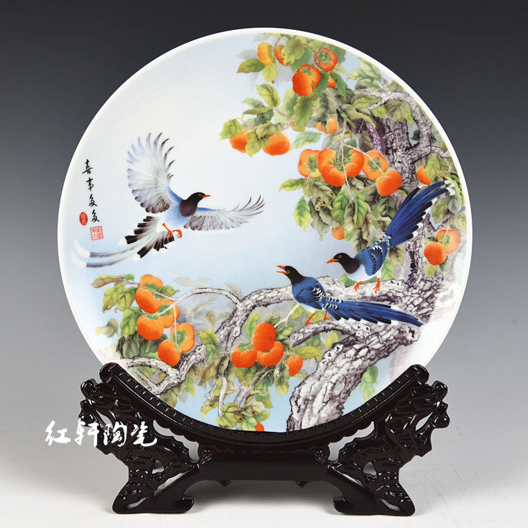 JINGDEZHEN 도자기 다섯 암소 그림 교수형 접시 홈 TV 캐비닛 와인 캐비닛 사무실 장식 접시 장식품 공예품