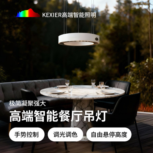 手扫控制圆形餐厅吊灯涂鸦ZigBee护眼高端智能自由升降人体感应灯