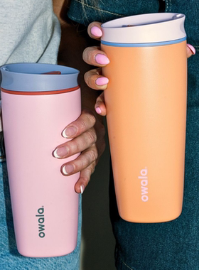 美版Owala保温保冷咖啡杯带盖防漏20oz/12oz不锈钢办公室车载水杯