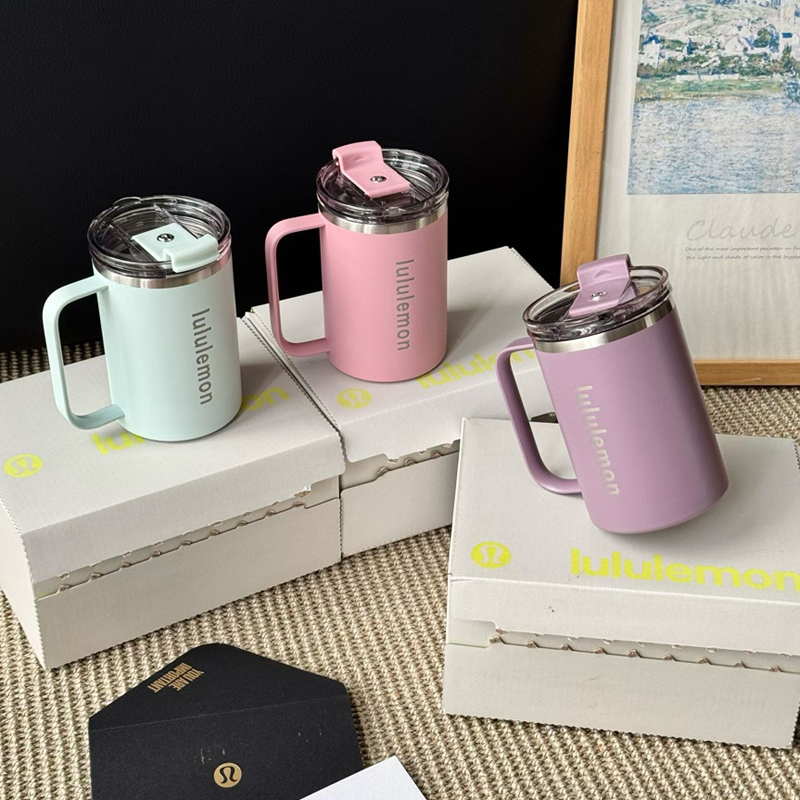 Lululemon露露乐蒙马克杯带盖咖啡杯办公室健身杯350ml不锈钢内胆