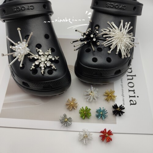 Diy自选单颗鞋花烟花流苏带鞋扣 适配crocs黑色洞洞鞋装饰diy鞋花