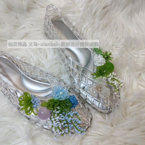 【森序琉璃】原创设计高端重工鞋花适配果冻鞋crocs芭蕾鞋洞洞鞋