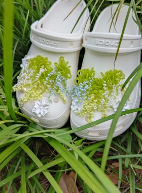 【藤蔓花开】crocs重工串珠花洞洞鞋鞋花清新鞋扣diy配件鞋链装饰