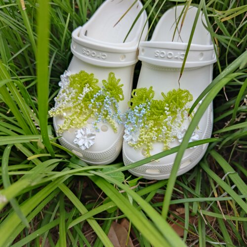 【藤蔓花开】crocs重工串珠花洞洞鞋鞋花清新鞋扣diy配件鞋链装饰