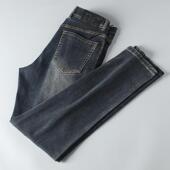 直筒弹力牛仔裤 秋冬新款 子男装 休闲通勤百搭修身 深蓝色时尚 长裤