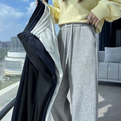 灰色运动休闲卫裤女春秋2025新款