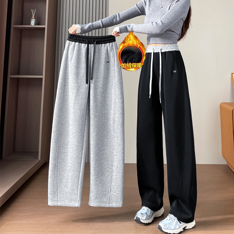 灰色加绒裤子女秋冬2025新款卫裤
