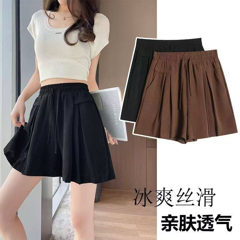 冰丝棉麻短裤女夏季薄款宽松运动裤子2025新款高腰休闲阔腿裙裤女