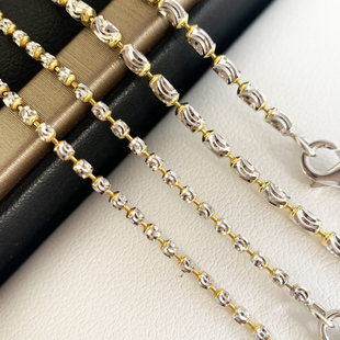 意大利工艺18K金项链AU750白金黄金彩金流星钻石链翡翠素链颈饰女