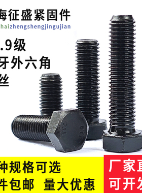 加长全牙外六角螺丝钉螺栓12.9级全螺纹全丝全扣螺杆M8M10M12-M48