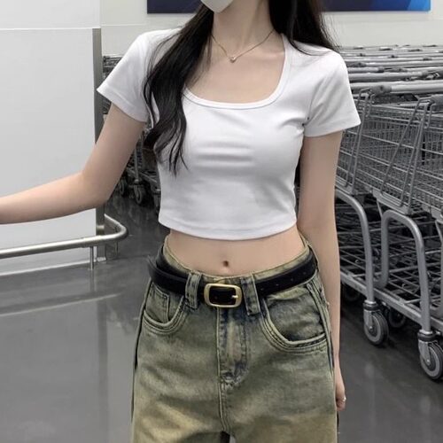 001-050【直播间过款专属】复古破洞牛仔短裤女夏季新款高腰显瘦