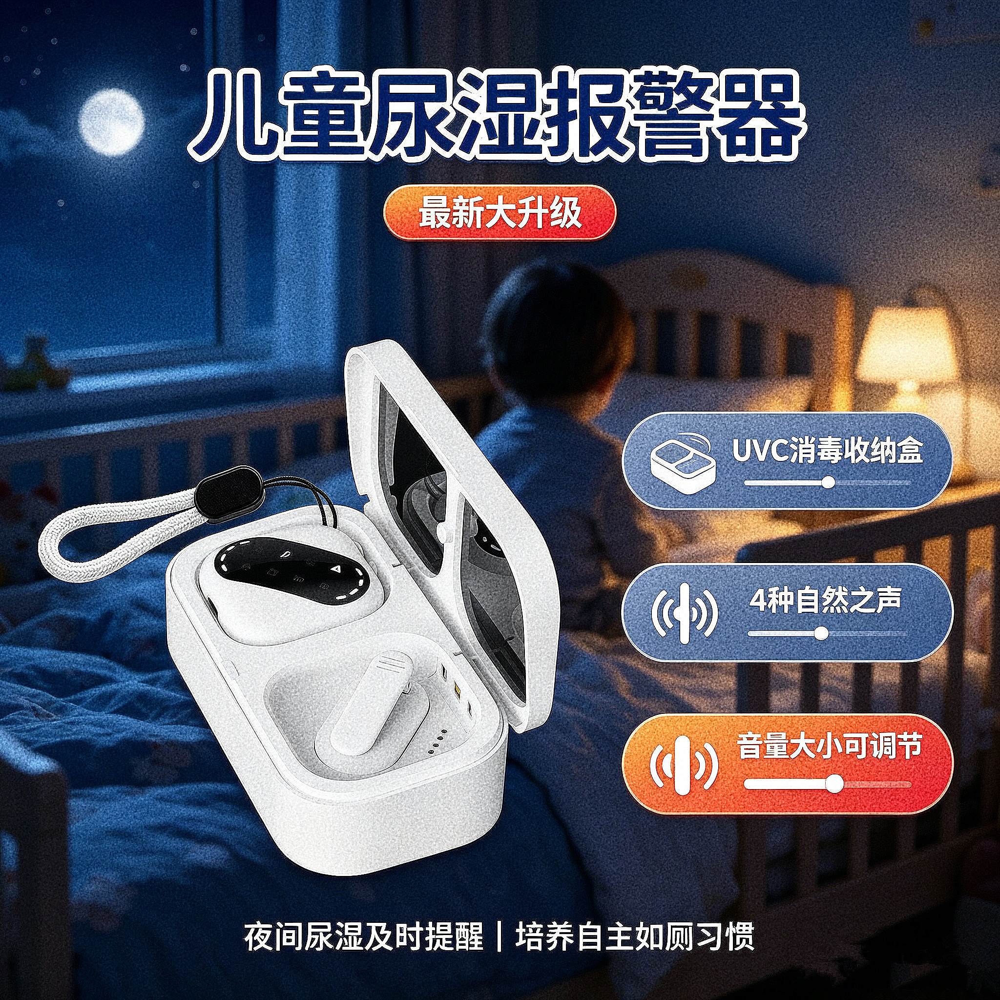 遗尿床报警器儿童夜用神器治孩子尿湿提醒器训练戒尿不湿医院推荐