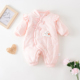 春秋冬新生儿婴儿薄棉连体衣服纯棉01女宝宝夹棉哈衣保暖护肚爬服