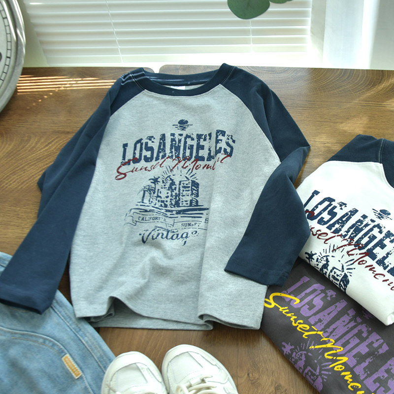 25秋儿童时尚印花磨毛全棉插肩袖T恤中大男童纯棉圆领长袖打底衫,童装/婴儿装/亲子装,T恤,淘宝优惠券,粉丝福利购,淘宝优惠卷