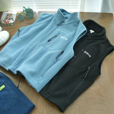 儿童薄款单层双面摇粒绒开衫马甲