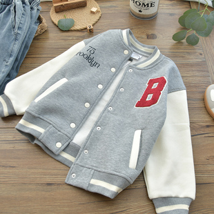 专柜品质～男童拉绒立领开扣外套儿童春秋实用休闲夹克加绒卫衣