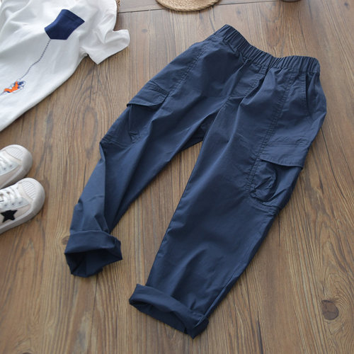 轻薄干爽~夏季男童梭织速干棉休闲工装长裤儿童超薄防蚊直脚裤子 - 封面