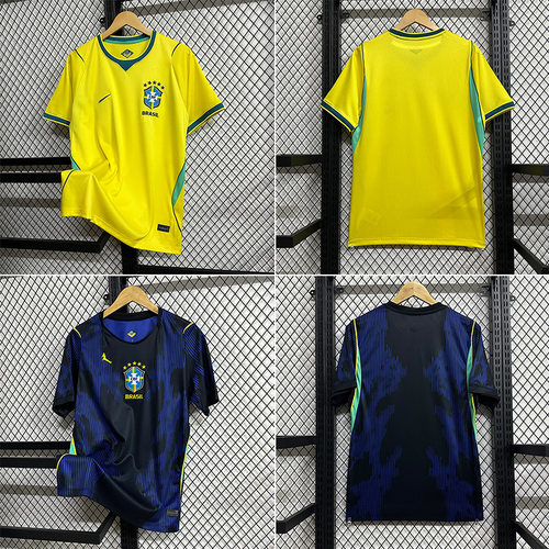 巴西队brazil足球服国家队主客场球衣短袖t恤跨境定制