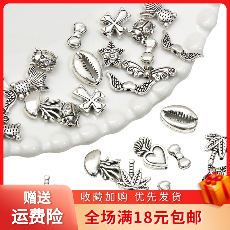 白K色爱心吊坠手工合金diy