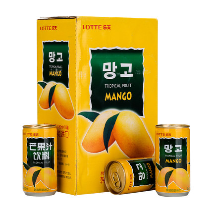 韩国原装进口网红饮料整箱LOTTE乐天芒果汁饮品180ml/*15听1盒