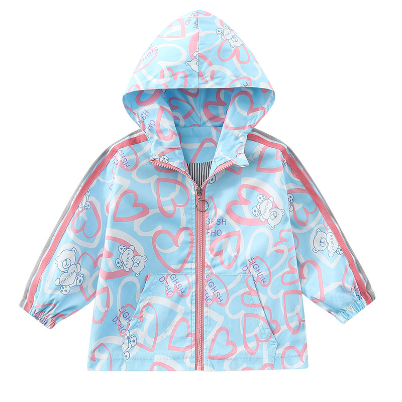 BABY GIRL KOREAN SPRING DRESS HOODED CARTOON JACKET GIRLS CASUAL VERSATILE WINDBREAKER GIRLS KIDS TOPS TIDE