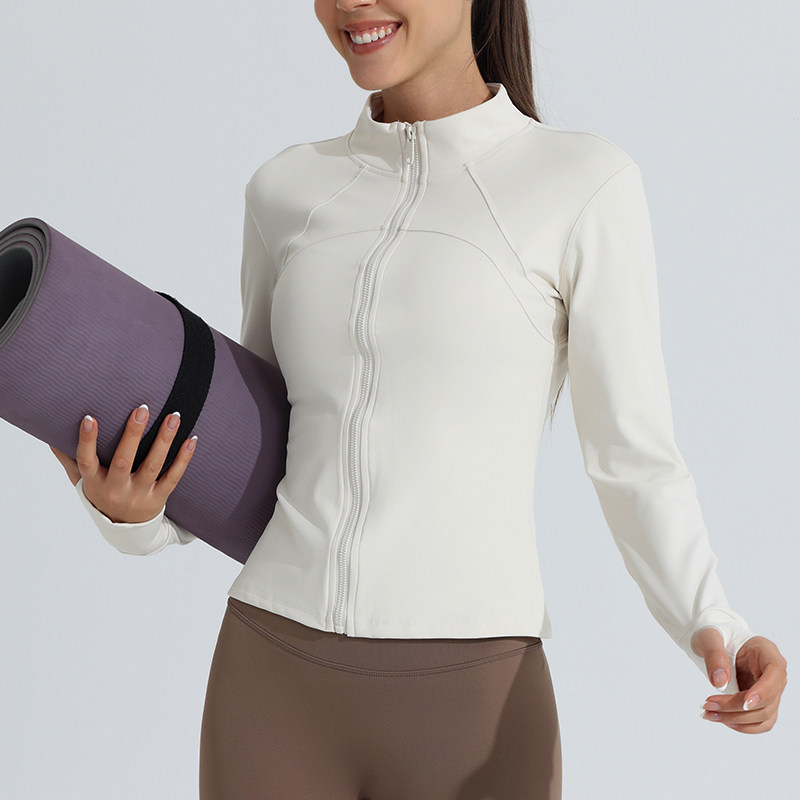 运动外套立领秋冬健身长袖套装显瘦加绒加厚瑜伽服女跑步上衣