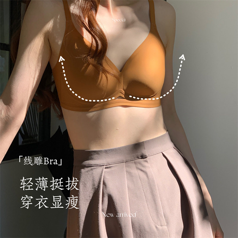 小胸天菜!薄款聚拢提拉文胸内衣
