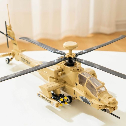 阿帕奇武装直升飞机军事积木男孩子益智拼装玩具巨大模型生日礼物