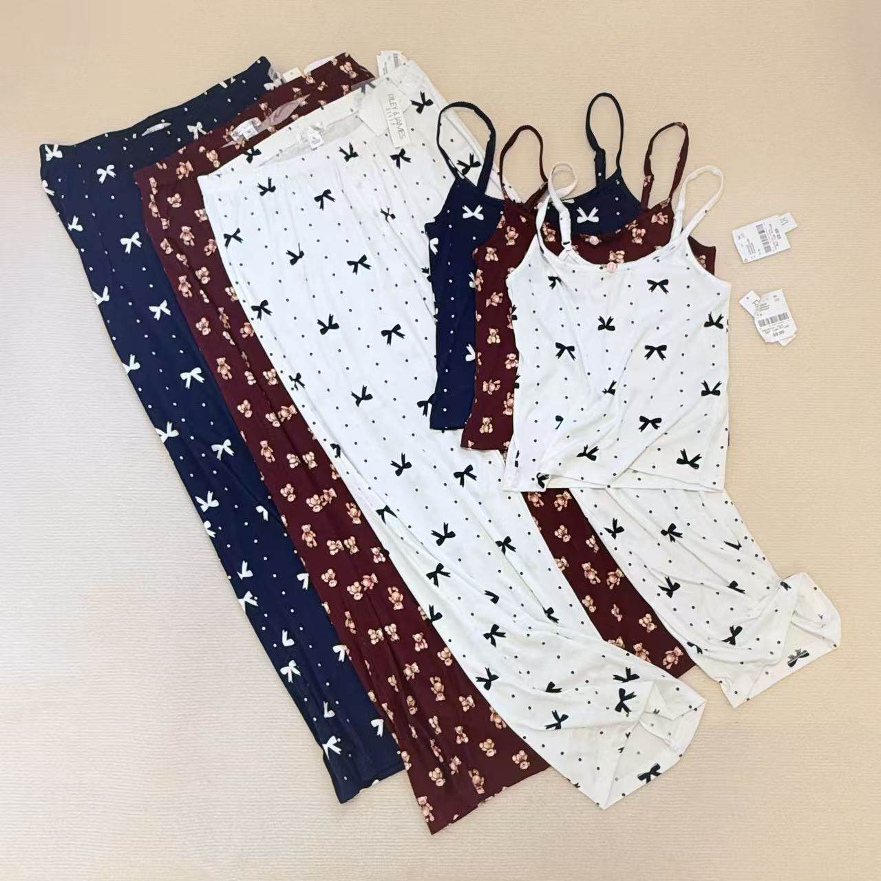 园清新吊带长裤家居服睡衣套装