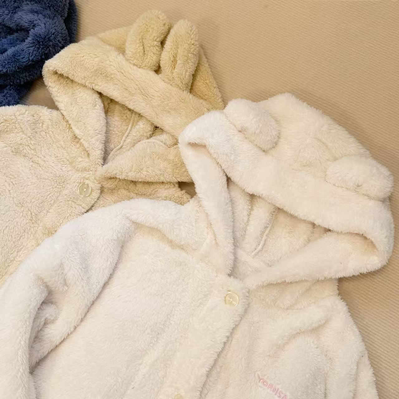 推荐自留款 日系牛货帽衫卫衣设计前开扣秋冬珊瑚绒家居服套装女