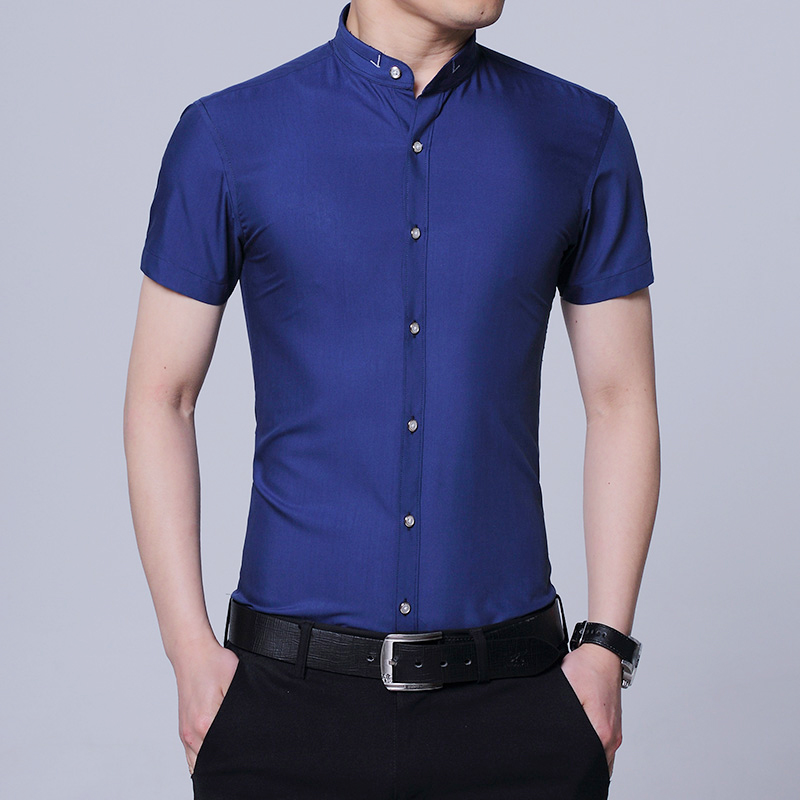 立领短袖薄款防皱中式衬衫夏天