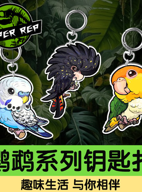 SuperRep原创鹦鹉亚克力钥匙扣挂件灰鹦鹉葵花和尚鹦鹉周边挂饰