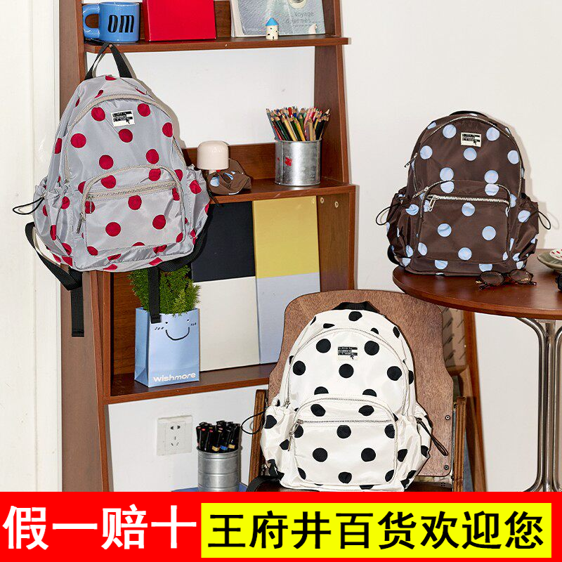 wishmore冲孔大背包原创波点包包大容量双肩包学生书包旅行背包