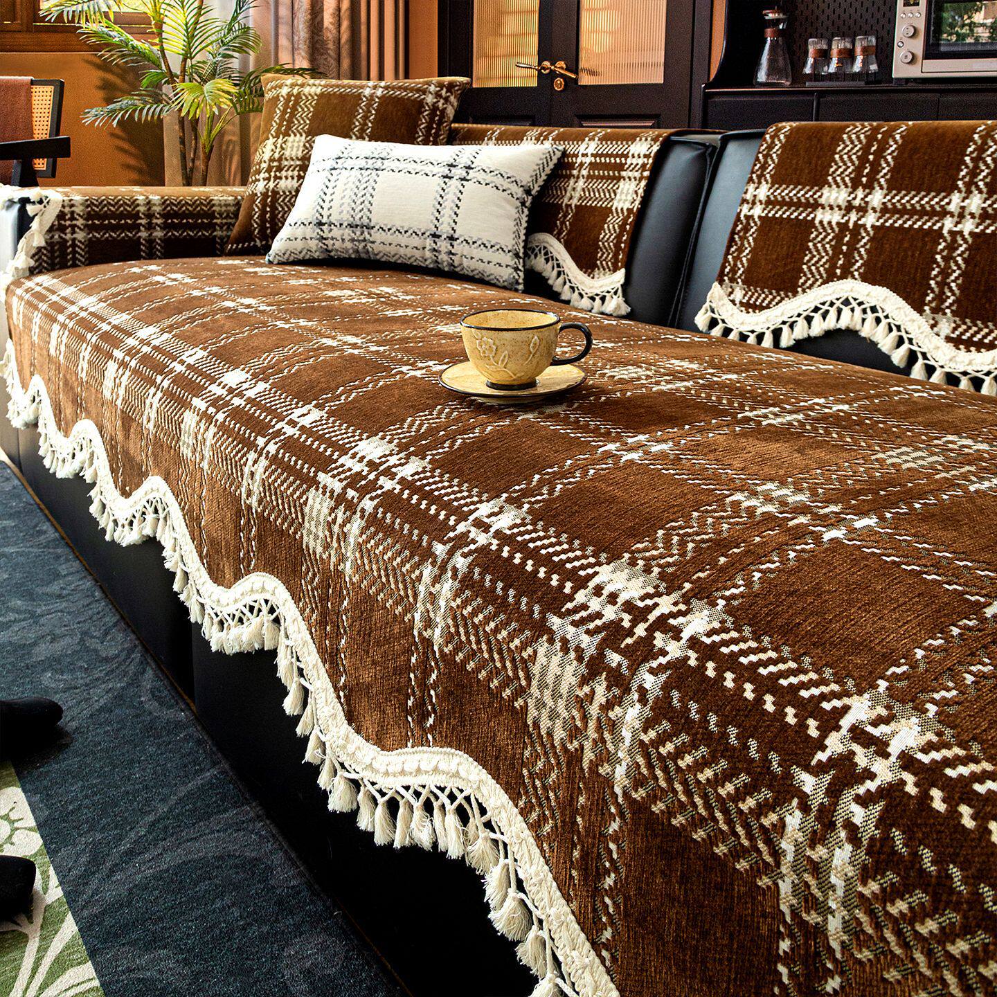 酒店民宿沙发垫子直排四季通用皮防滑2026新款高级感坐垫沙发套罩