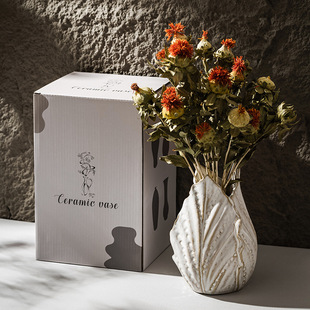 北欧简约陶瓷花瓶白色艺术桌面摆件水培创意礼盒装饰摆件插花花器
