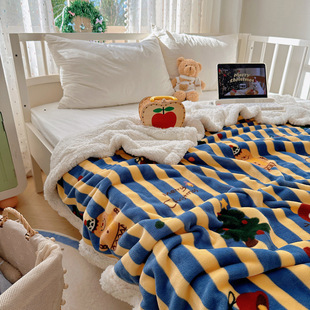 2025新款 A类ins圣诞新年秋冬加厚牛奶绒羊羔绒毛毯宿舍办公室午休