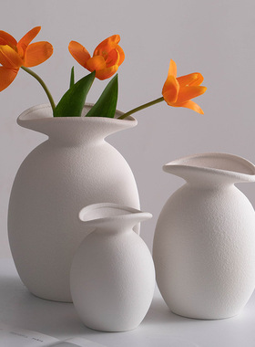 北欧白色陶瓷创意装饰干花鲜花花瓶家居软装客厅桌面书房摆件