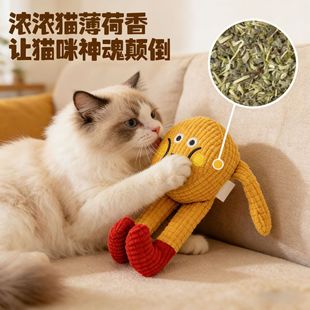 猫咪玩具自嗨解闷神器华夫饼毛绒玩偶发声猫薄荷宠物玩具