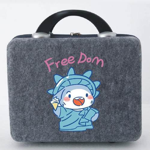 伴手礼盒毛毡化妆包儿童收纳箱创意礼品箱卡通手提箱毛毡 包网红